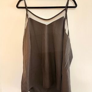 Black Sheer Yoke Spaghetti Strap Women's Top